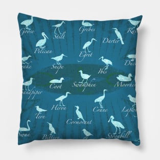 Shorebirds - Blue Pillow