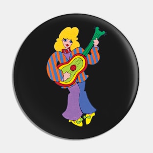 Hippie Guitar Girl Pin