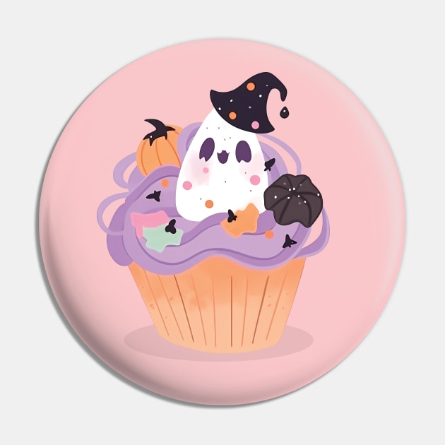 Spooky Ghost Cupcake. Halloween Boo Sheet Dessert Pin by Lunatic Bear