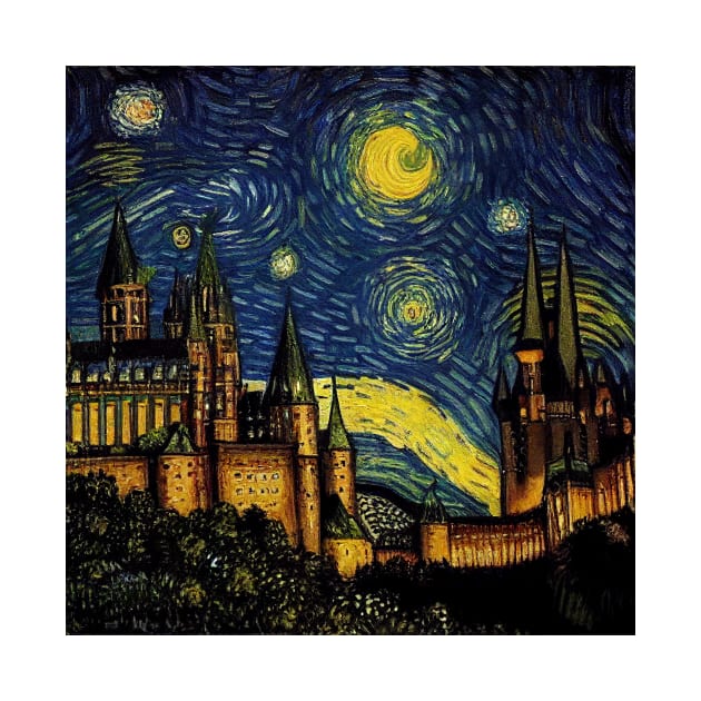 Starry Night Wizarding School Van Gogh by Grassroots Green