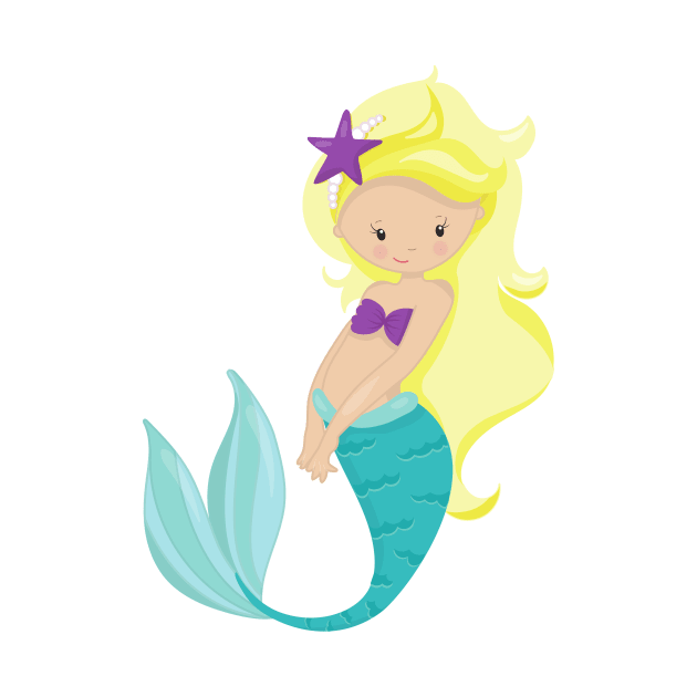 Cute Mermaid, Little Mermaid, Blonde Hair, Star by Jelena Dunčević