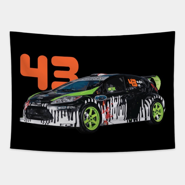 Gymkhana Three Ford Fiesta Rally Cross Car 43 block 43ver Tapestry by cowtown_cowboy