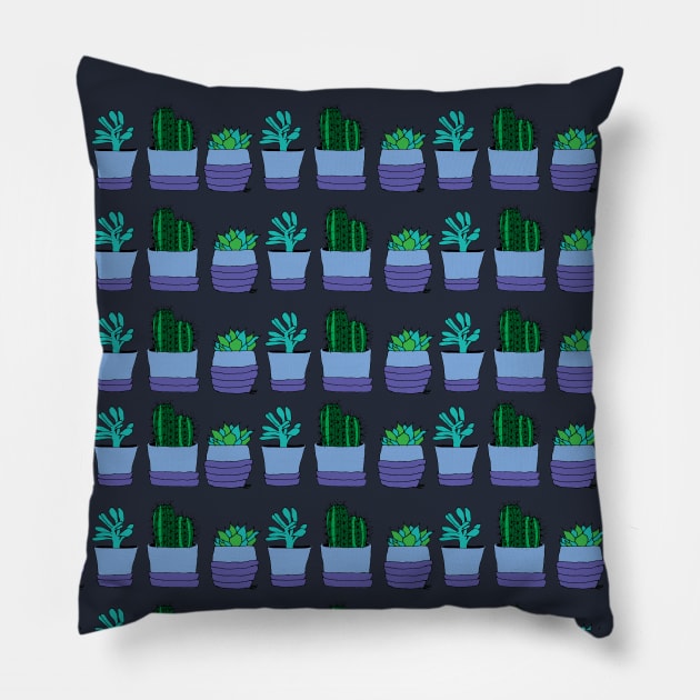 Assorted Potted Plants Pattern Pillow by TintedRed