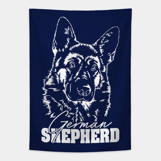 Proud K9 German Shepherd dog portrait Tapestry by wilsigns