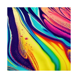 Liquid Colors Flowing Infinitely - Heavy Texture Swirling Thick Wet Paint - Abstract Inspirational Rainbow Drips T-Shirt