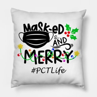 Masked And Merry Patient Care Technician Christmas Pillow