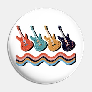 Vintage electric guitars in retro colors Pin