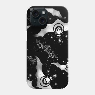 Twinkle Little Bat - Goth Fashion - Alice in Wonderland - bat, star, skull, halloween, emo, silver Phone Case