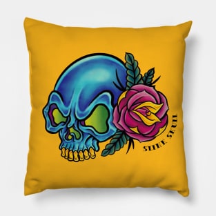 Blue skull and rose Pillow