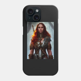 Barbarian red hair woman in full armour Phone Case