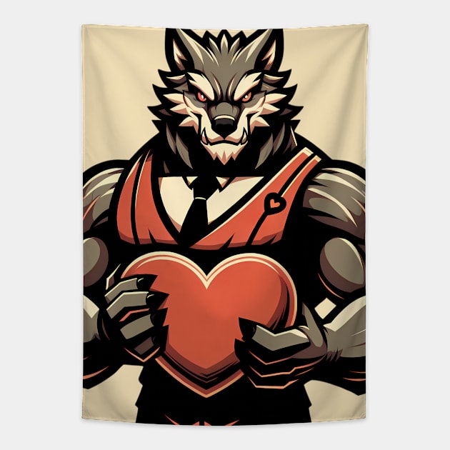 Anthro Furry Werewolf Valentine Lover Tapestry by Blue Bull Bazaar