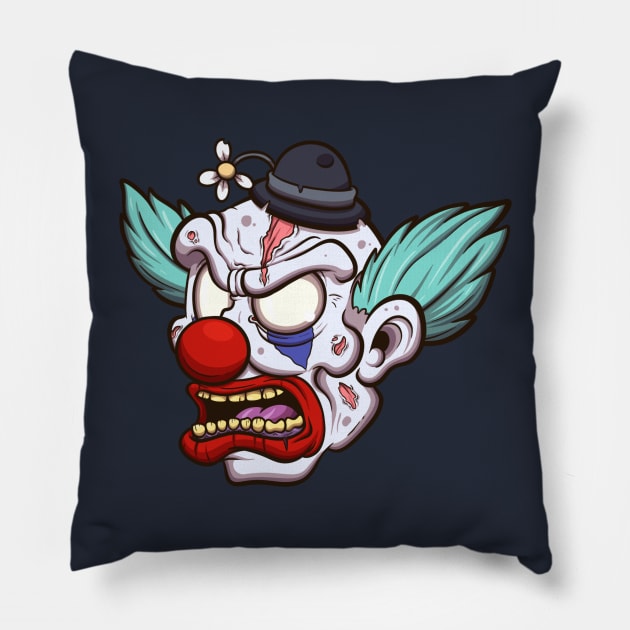 Zombie Clown Head Pillow by TheMaskedTooner
