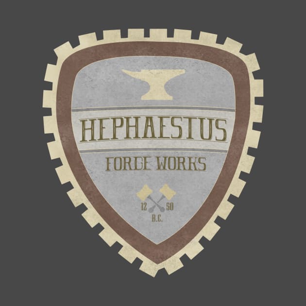 Hephaestus Forge Works retro Greek God logo by Art by Angele G