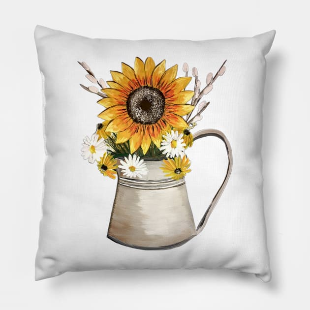 Wildflower Bouquet Graphic Pillow by SistersInArtN