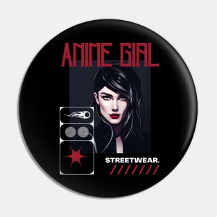 Beaux Animes Digital Art, Anime Girl  Streetwear in Black and White Illustration Pin