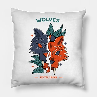 Wolves With Skull Pillow