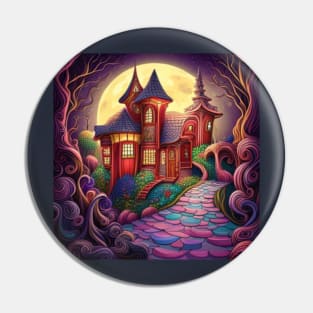 Abstract Magical Fairytale Cottage Pin