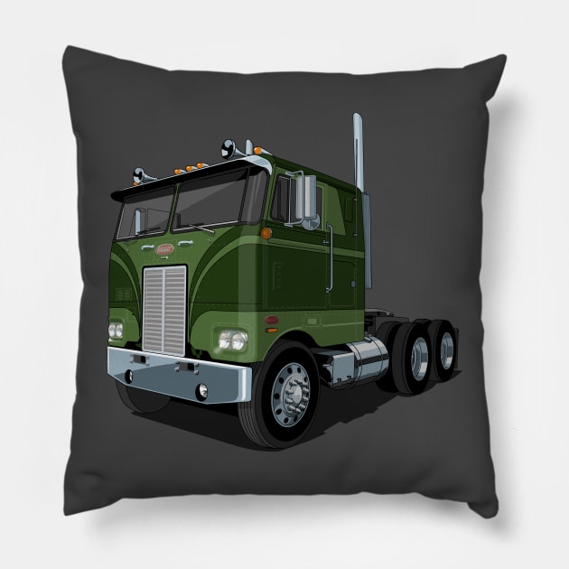 Peterbilt 352 Cabover Truck Pillow by candcretro