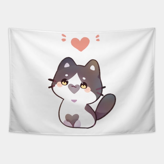 Heart Kitty Tapestry by Cremechii