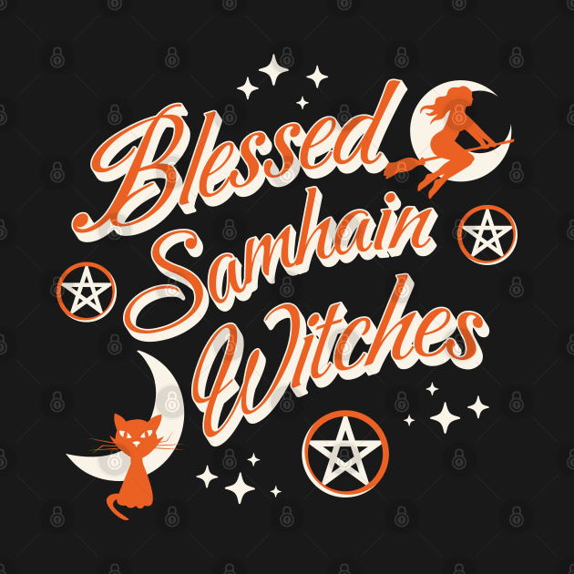 Blessed Samhain Witches Cute Funny Celtic Halloween T-Shirt by sarahwainwright