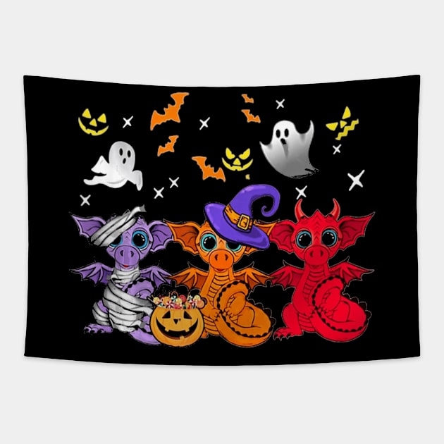 Cute mummy witch demon satan dragons funny Halloween Tapestry by Antoniusvermeu