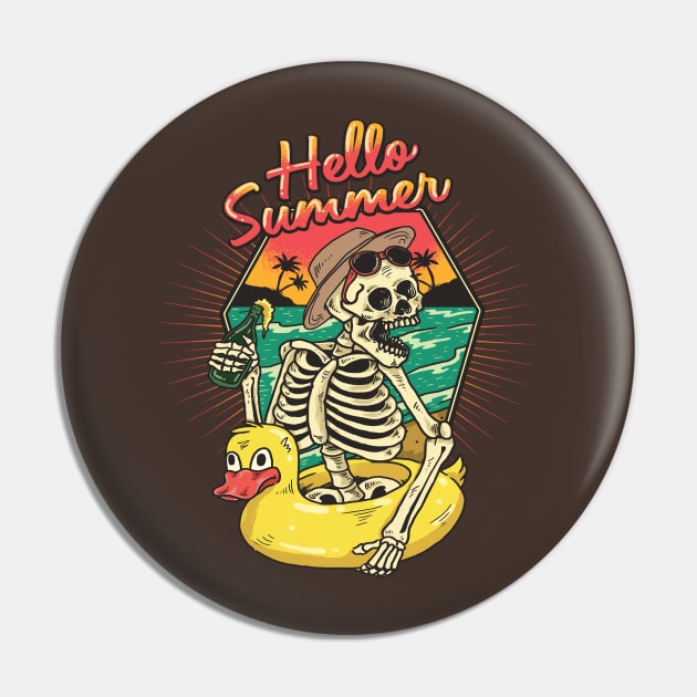 Summer skeleton Pin by designtshirtcity