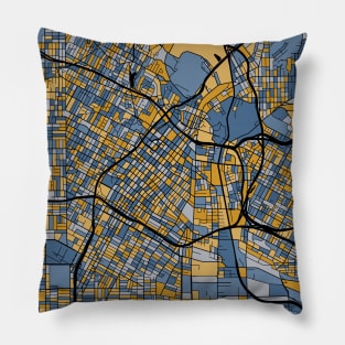 Los Angeles Map Pattern in Blue & Gold Pillow