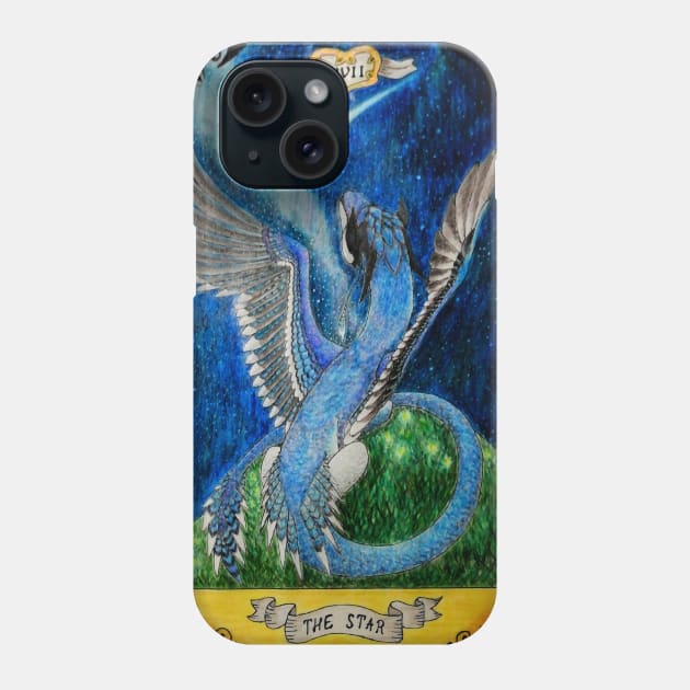 Blue Jay Dragon Tarot Card - The Star Phone Case by Lycoris ArtSpark