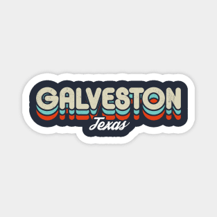 Retro Galveston Texas Magnet