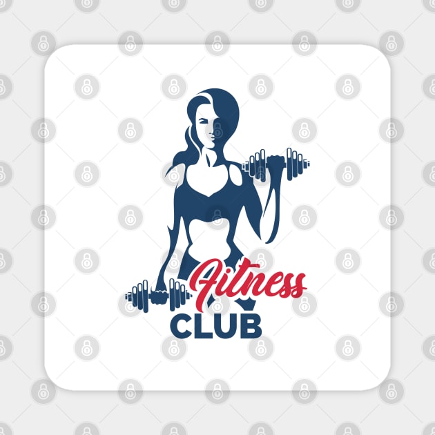 Fitness club emblem with training athletic woman Magnet by devaleta