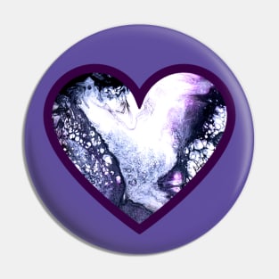 Icy Blue/Purple Paint Pour Heart Pin