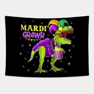 Mardi Grawr T-Rex Dino Toddler Kids Mardi Gras Tapestry