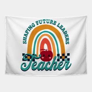 Retro Teacher Shaping Future Leaders Tapestry