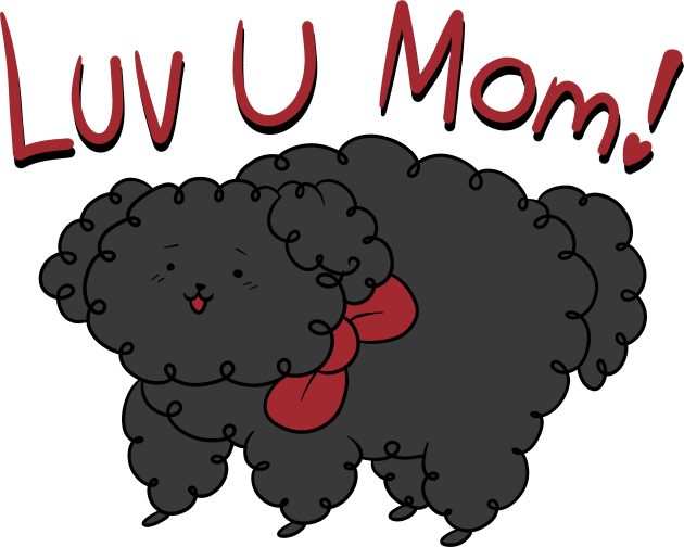 Love You Mom - Fluffy Black Dog Kids T-Shirt by saradaboru