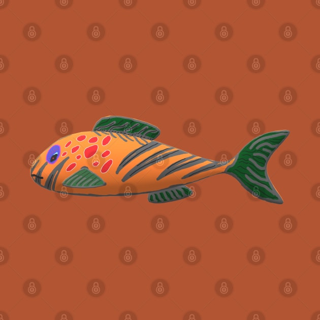 Fish design, An orange, cute, pretty, beautiful, tropical fish drawing. by Blue Heart Design