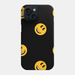 Yellow emoticons on a black background. Joy, smiles, fun. Phone Case