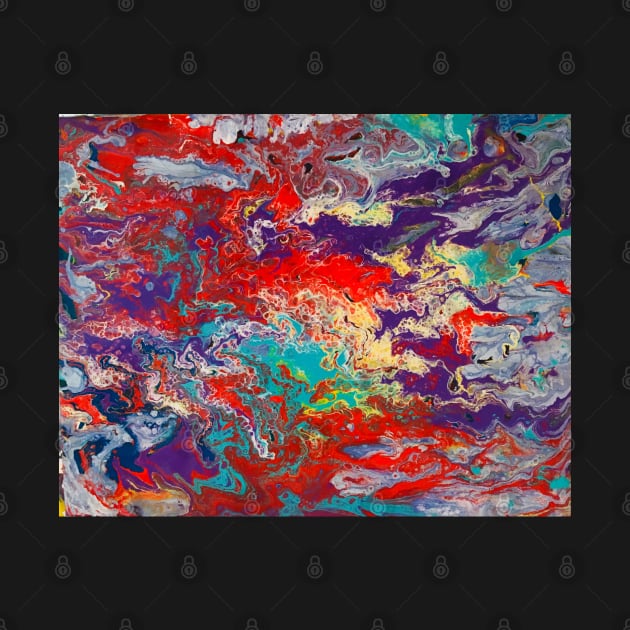 Go With the Flow - Paint Pour Art - Unique and Vibrant Modern Home Decor for enhancing the living room, bedroom, dorm room, office or interior. Digitally manipulated acrylic painting. by cherdoodles