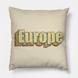 Europe // Vintage Rainbow Typography Style // 70s Pillow