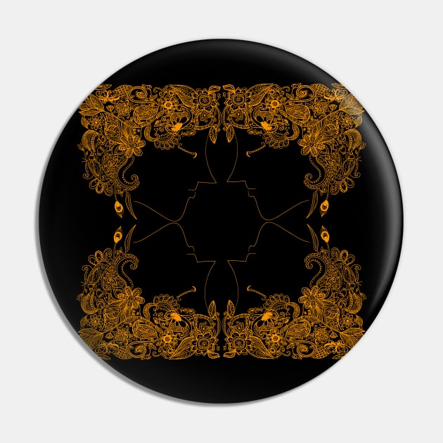 Golden Hair Crown Artwork Pin by gerina