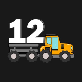 Kids 12th Birthday Boys Tractor Farmer Birthday T-Shirt