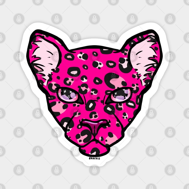 Hot Pink Leopard Magnet by Jan Grackle