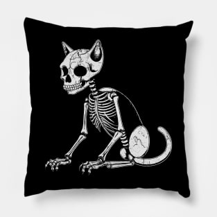 Vintage skeleton cat Pillow