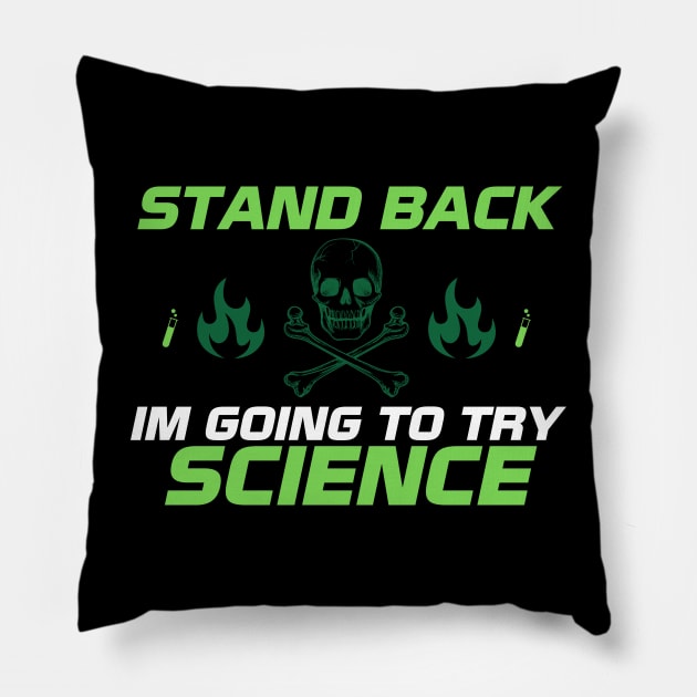 Stand Back I'm Going to Try Science Pillow by HUNTINGisLIFE