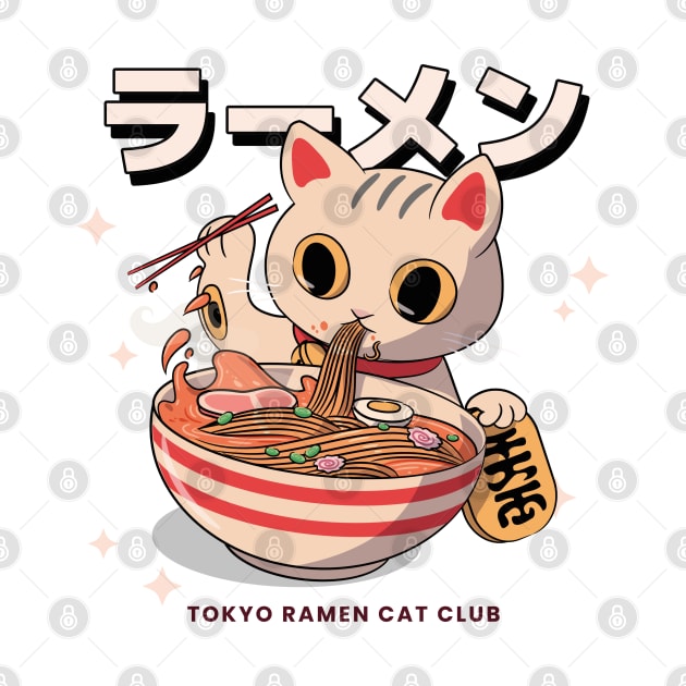 Tokyo Ramen Cat Club Japanese Neko Aesthetic Anime by uncommontee