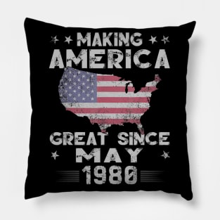 39th Birthday Gift Making America Great Since May 1980 Pillow