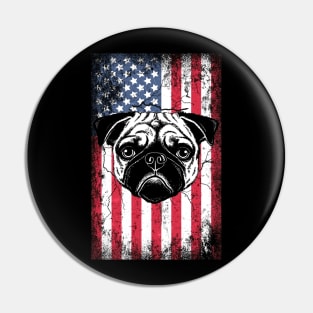 Patriotic Pugs American Flag Pin