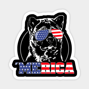 Proud American Akita Inu American Flag Merica Magnet