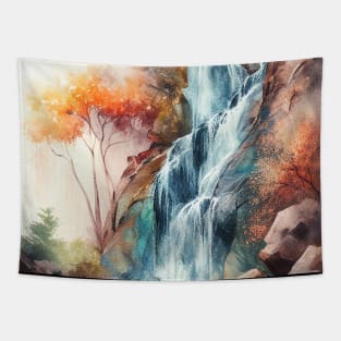 Beautiful Autumn Waterfall Scenery Tapestry