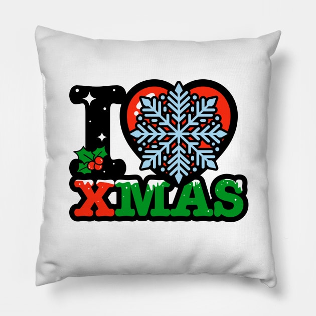 I heart snow flake xmas Pillow by opippi