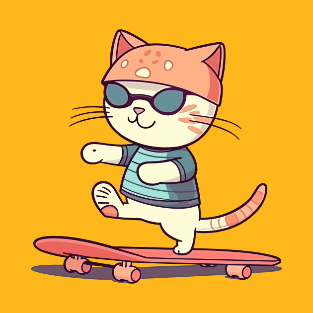 Funny cat on skateboard by JORDYGRAPH